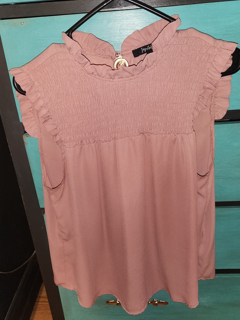 Dusty Pink Ruffle Smocked Sleeveless Top